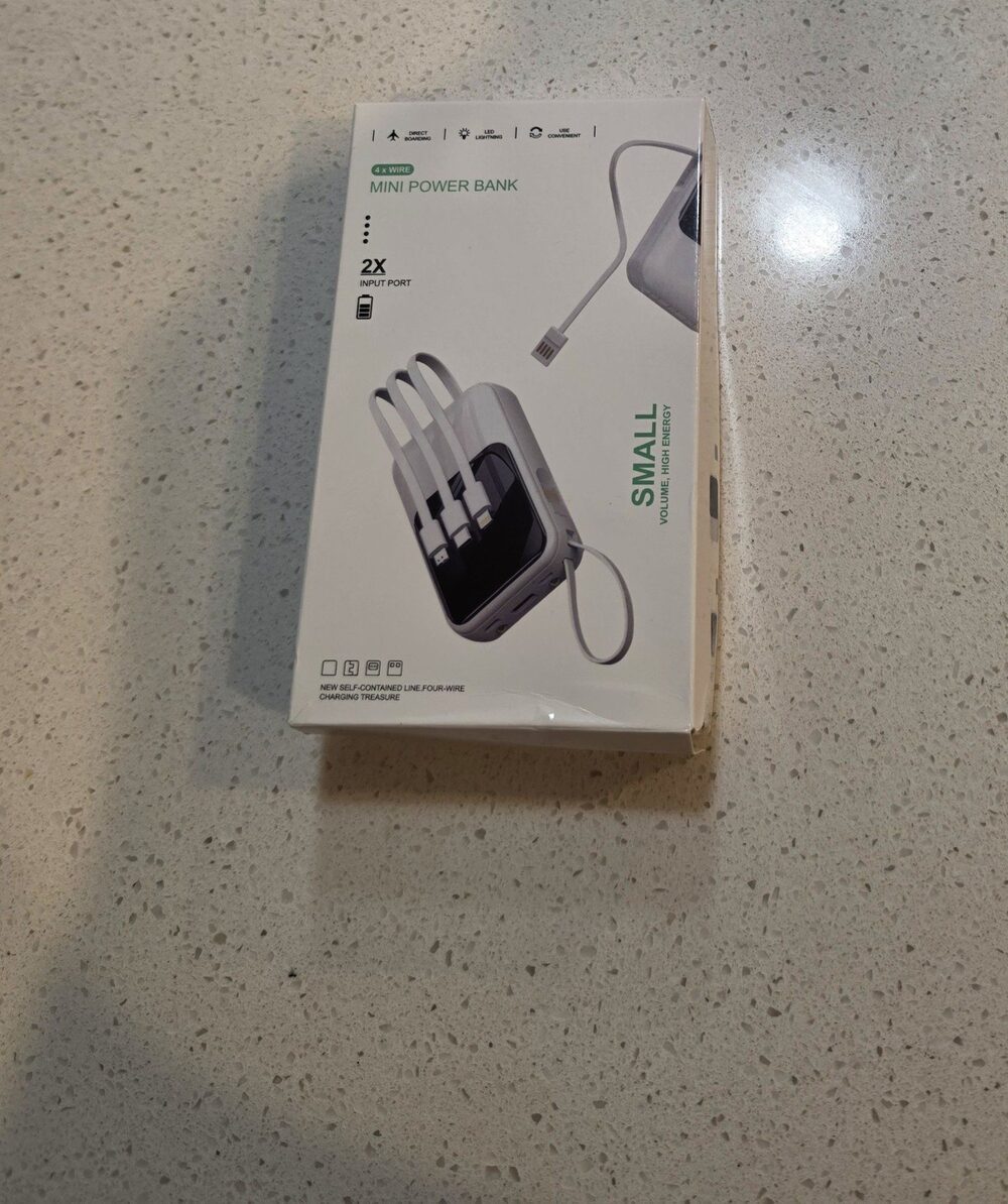 Mini Power Bank White 10000mAh Portable Charger